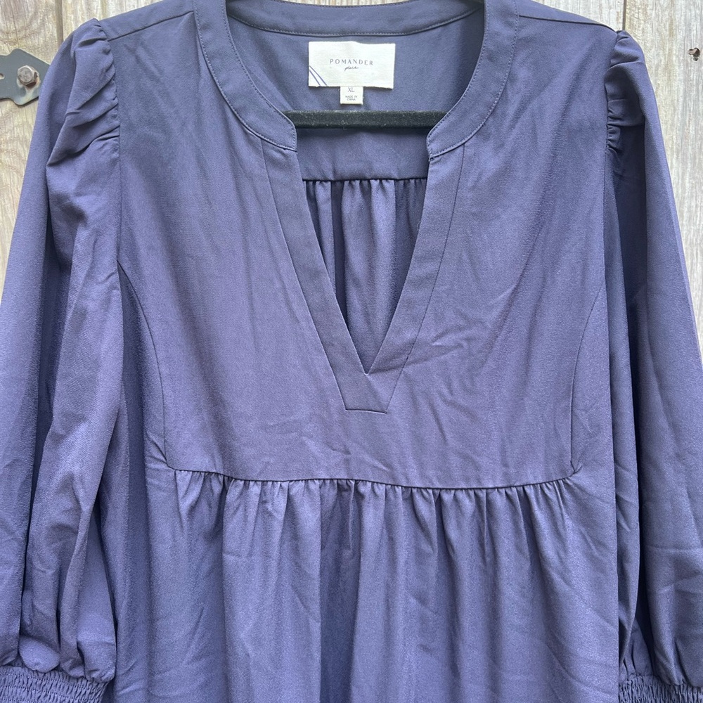 TUCKERNUCK POMANDER PLACE Navy Blue Poplin Tiered Dress Women’s XL - Picture 6 of 15